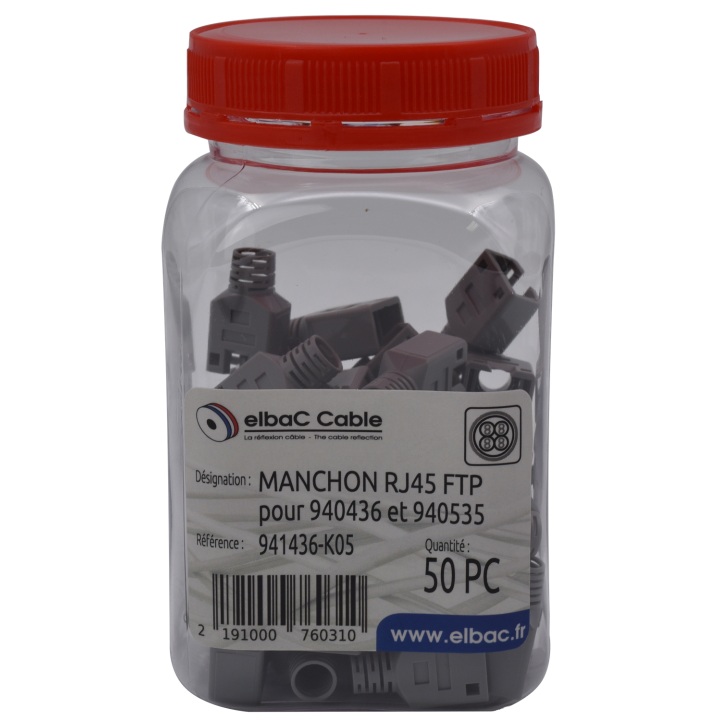Manchon Gris Rj45 Ftp Diam 6 Boite 50 Pc