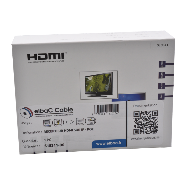 Recepteur Deport Hdmi Sur Ip Poe Boite 1 Pc