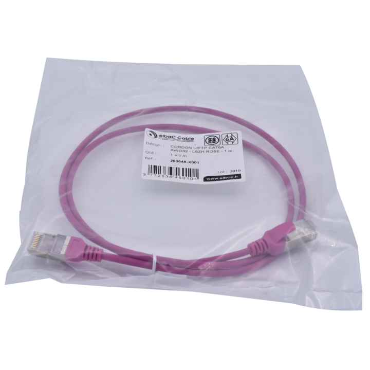 Cordon U/Ftp Cat6A Awg32 Lszh Rose 1M Cordon 1 Pc 1M