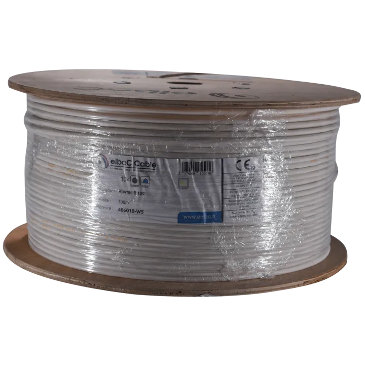 Câble Alarme Rigide 10C Awg24 Scr Bob. Bois 500 M
