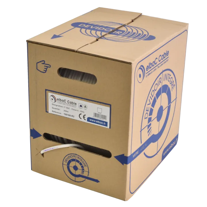 Box Câble Câble Coax 17Vatc Classe A Blanc Dévidoir 250M