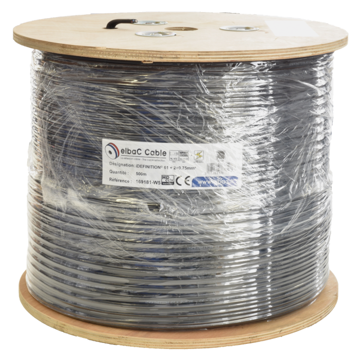 Câble Video+alimentation - Idefi61+2X075 Bob Boi 500 M