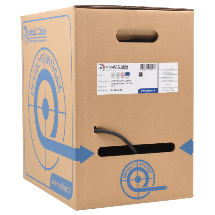 U/Ftp Cat6A 650Mhz Int/Ext Dévidoir 305 M