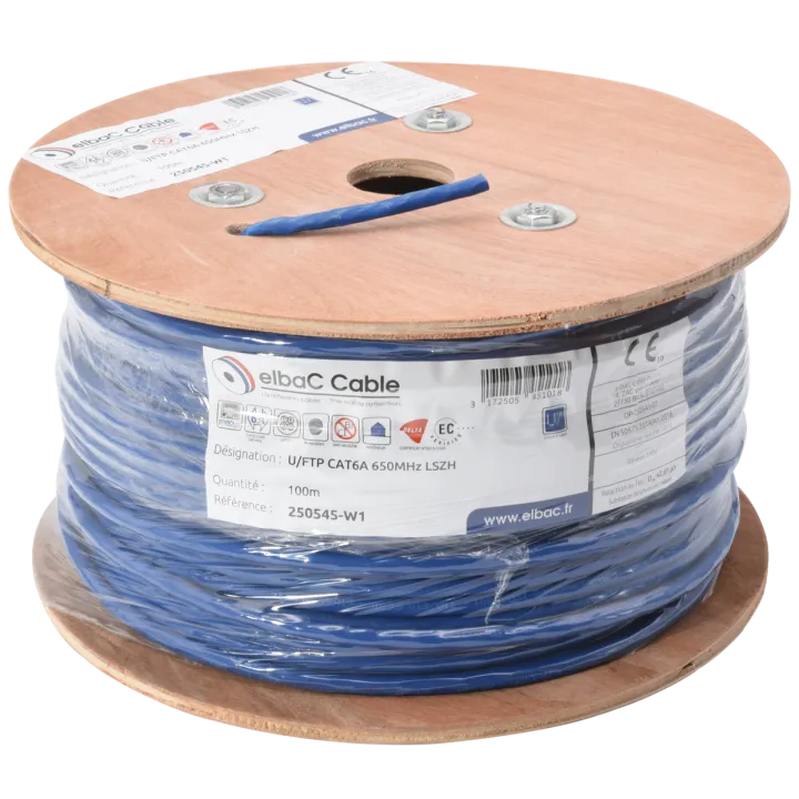 Câble U/Ftp Cat6A 650Mhz Lszh Bob. Bois 100 M