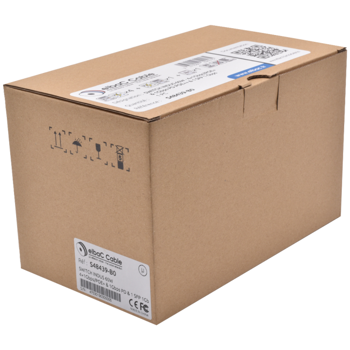 SWITCH INDUS 50/120W- 4×1Gbps/POE+ & 1Gbps PD & 1 SFP Boite 1 PC