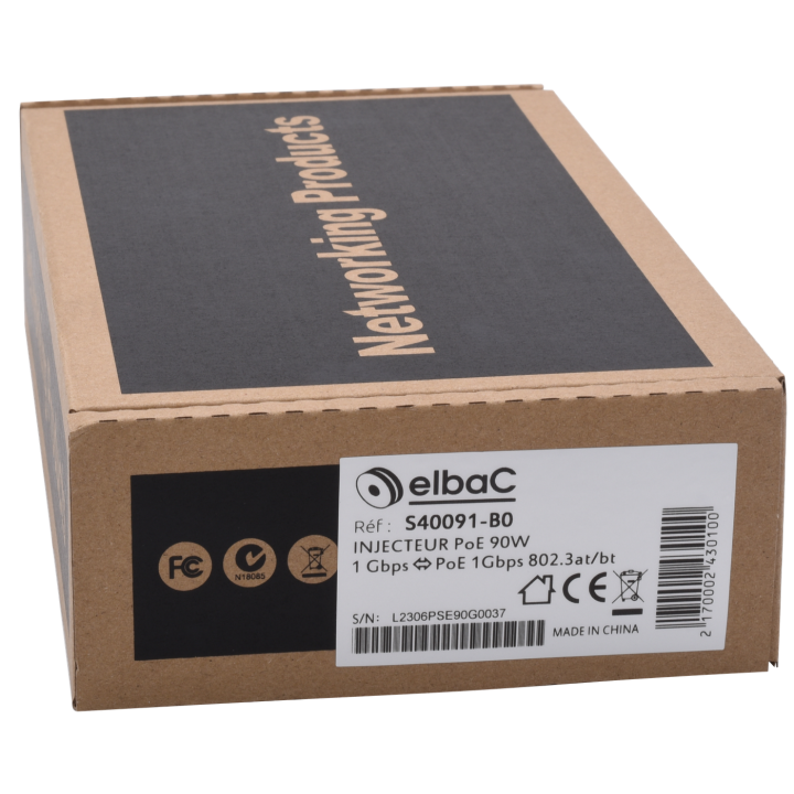 Injecteur Poe 802.3Bt 90W 1Gbps Boite 1 Pc