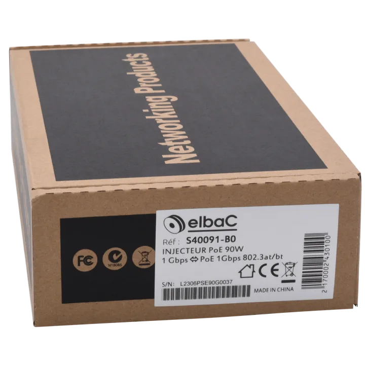 Injecteur Poe 802.3Bt 90W 1Gbps Boîte 1 Pc