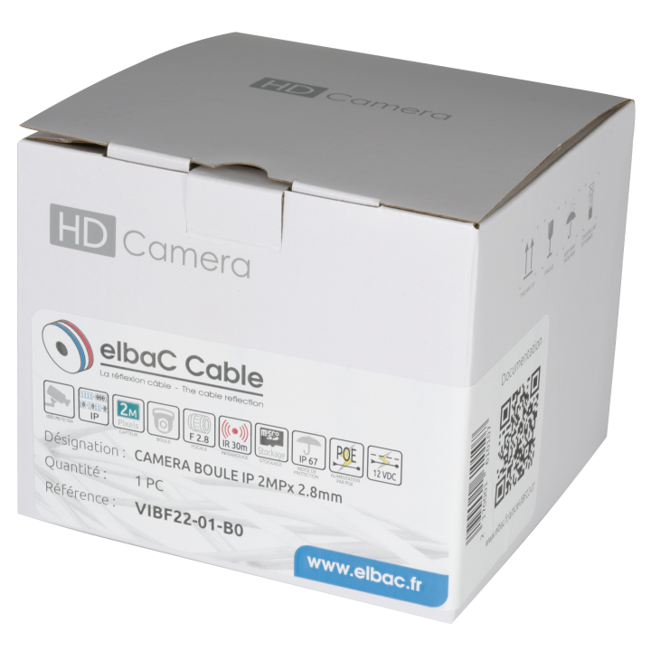 Caméra Boule Ip 2Mpx Ffixe 36Mm Poe Ir20M