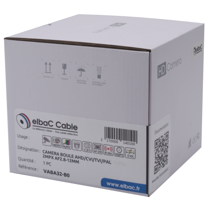 Camera Boule Ahd/Cvi/Tvi/Pal 2Mpx Af28-12Mm Motorisée Ir30M