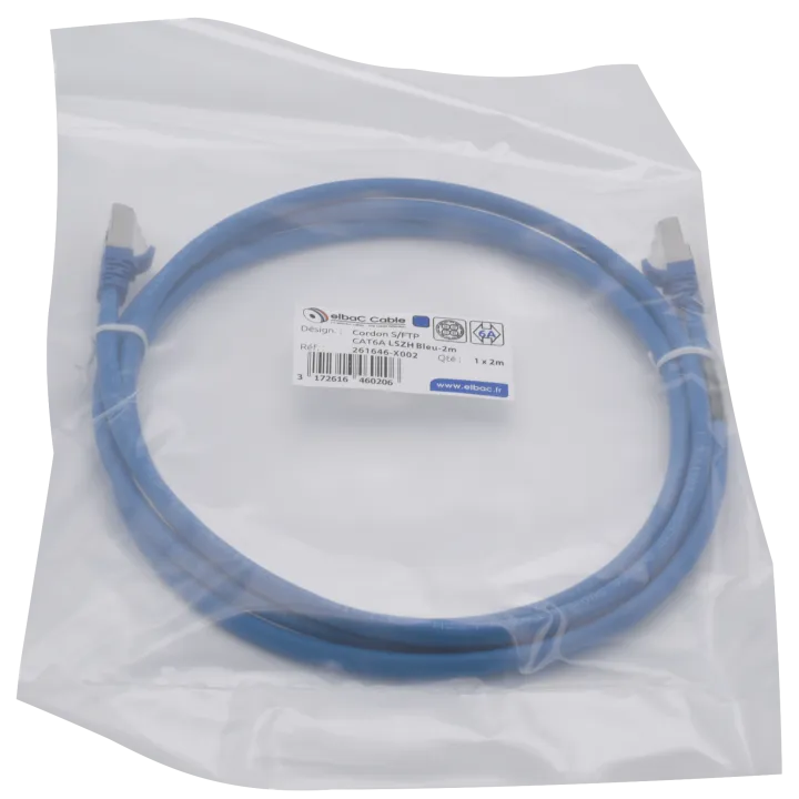 Cordon S/Ftp Cat6A Awg26 Lszh Bleu 02M Cordon 1 Pc 2M