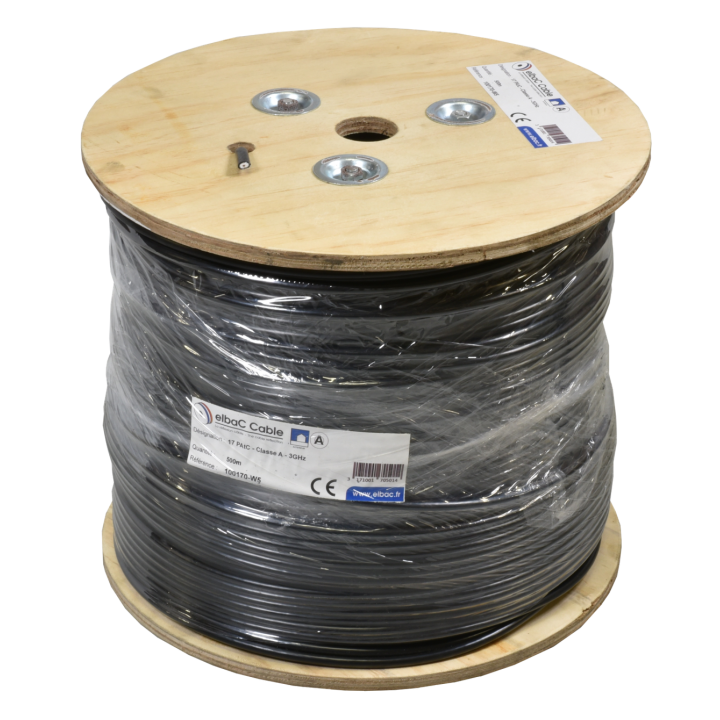 Câble Câble Coax 17 Patc Classe A Triple Écran Noir 500M-100170