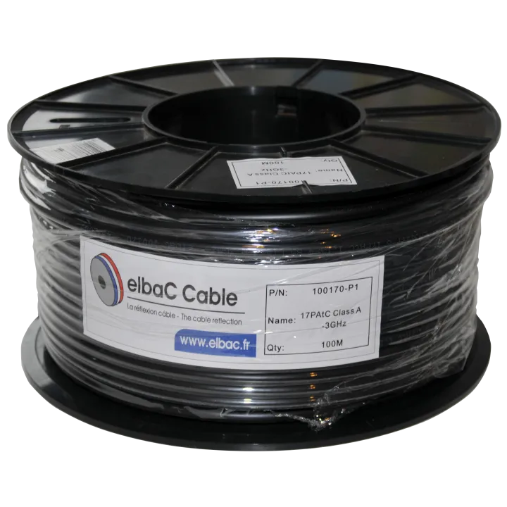 Noir 100M Câble Câble Coax 17Patc Classe A Triple Écran