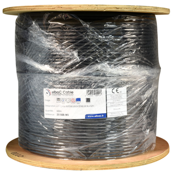 UTP CAT6 INTERIEUR/EXTERIEUR XL-LSZH Bob. bois 500 M
