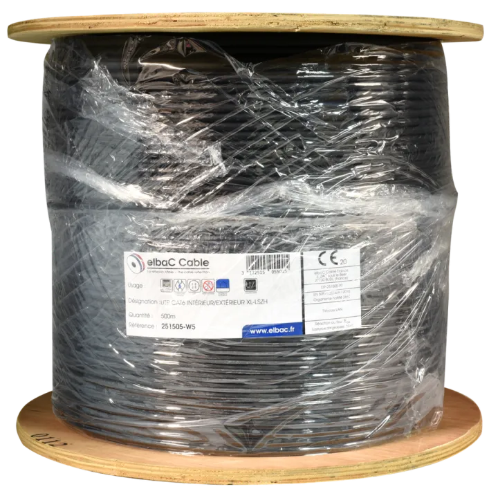 Câble Utp Cat6 Interieur/Exterieur Xl-Lszh Bob. Bois 500 M