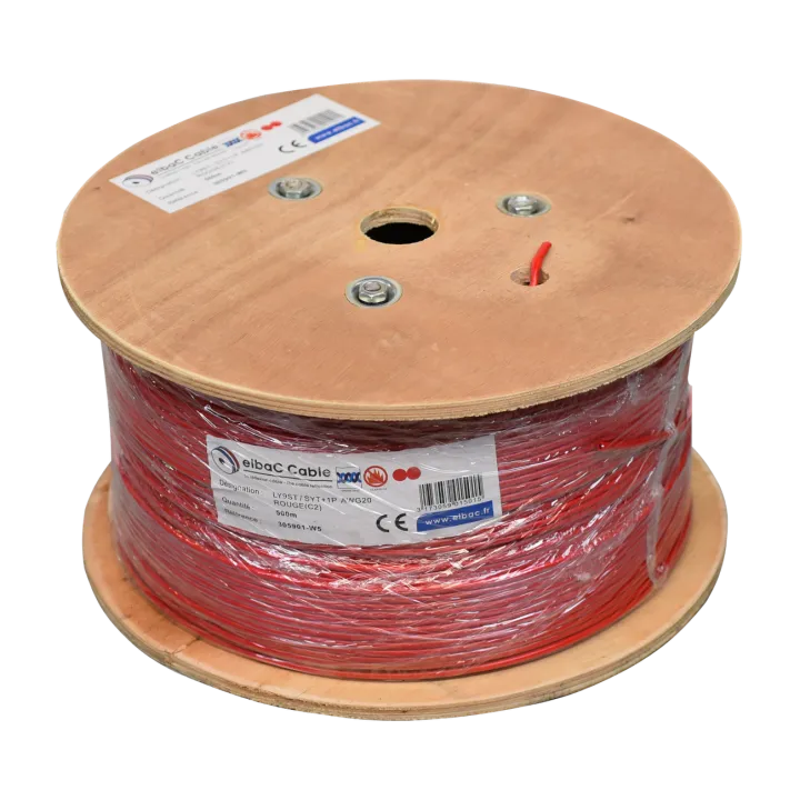 Câble Syt+/Ly9St 01P Awg20 Rouge Bob. Bois 500 M