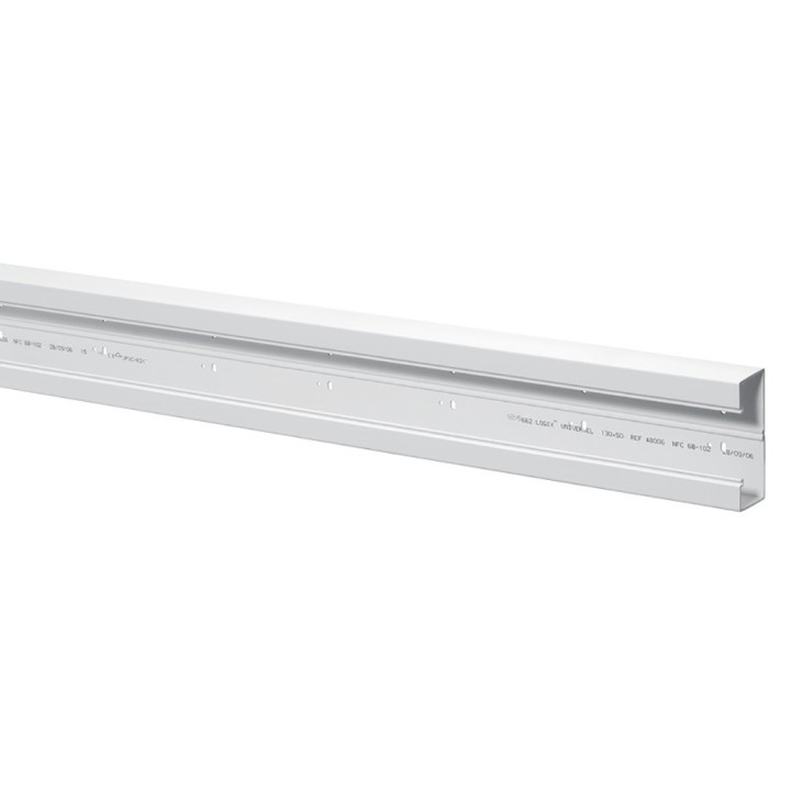 Goulotte Logix Universel-130x50mm-1 compartiment-Sans couvercle-PVC Blanc Artic