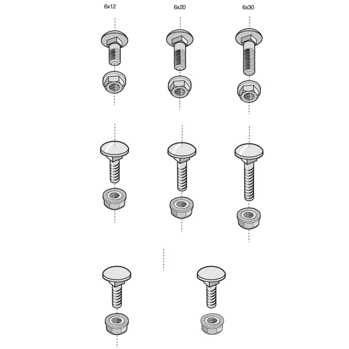 Boîte 100 Boulons Trcc - Dimensions 6X12Mm - Avec Écrou - Finition Ez