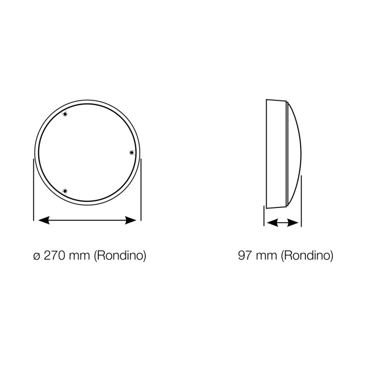 Rondino 2200Lm 4000K Vav Ik11++/120J Ip66 Ø270Mm Hf Pro Bl