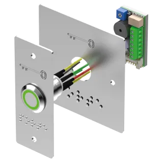 Bouton Poussoir Inox Avec Plaques Étroite Et Large+Braille Porte Led Bicolore V/B