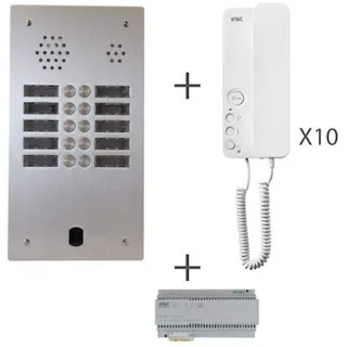 Kit Audio Préprogrammé, 2Voice, Platine Et Postes, 2 Rangées, 10 Boutons