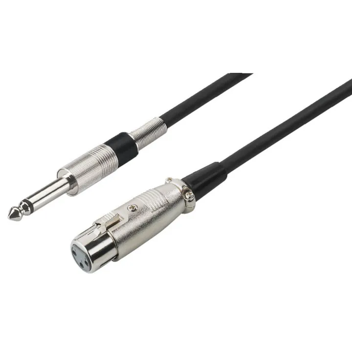 Cordon Micro Xlr Femelle / Jack 6,35 Mâle Mono, 3 M, Noir