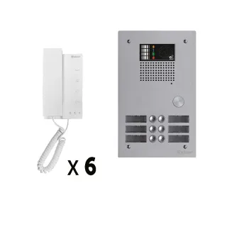 Kit Audio 6 Appels Bus G2P Avec Platine Monobloc Alu 2 Rangées 6 Boutons