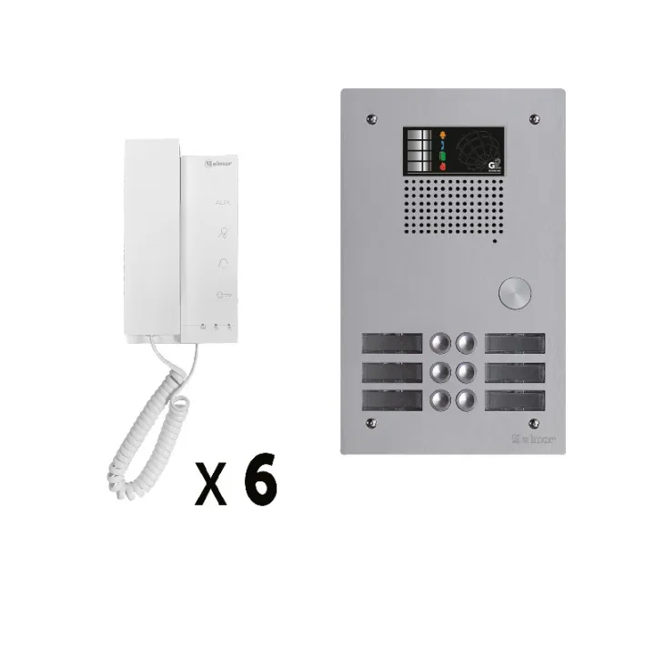 Kit Audio 6 Appels Bus G2P Avec Platine Monobloc Alu 2 Rangées 6 Boutons