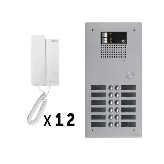 Kit Audio 12 Appels Bus G2P Avec Platine Monobloc Alu 2 Rangées 12 Boutons