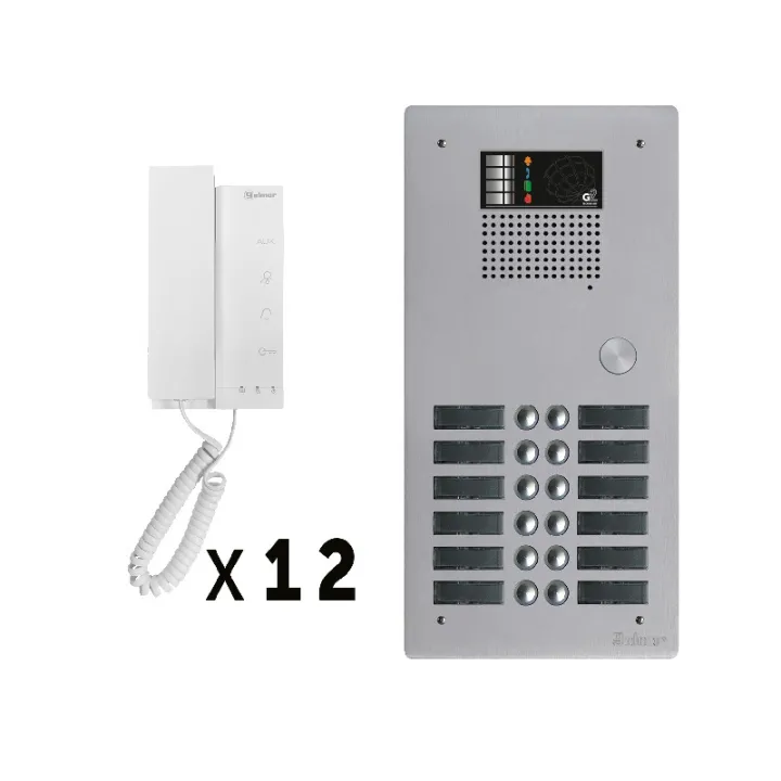 Kit Audio 12 Appels Bus G2P Avec Platine Monobloc Alu 2 Rangées 12 Boutons