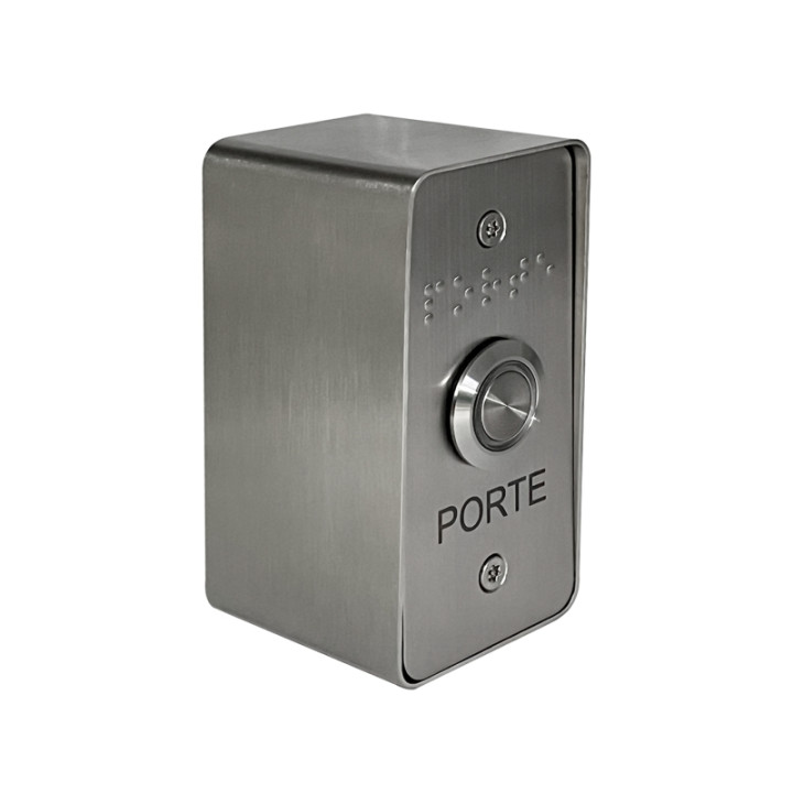 Bouton De Sortie Saillie No/Nf Éclairé Avec Façade Inox 40X85 Mm