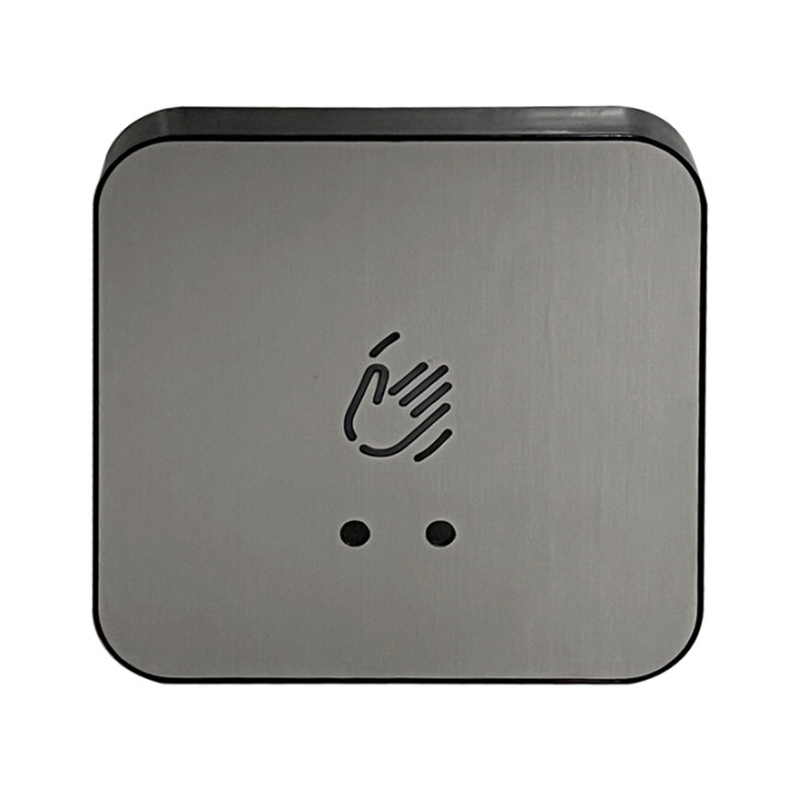 Bouton de sortie NO/NF éclairé sans contact INOX/ABS 86x86 mm