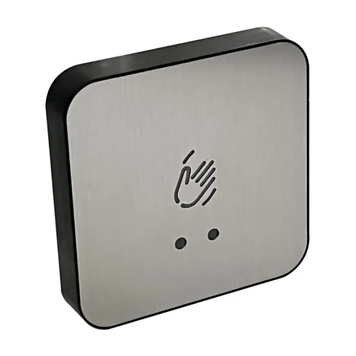 Bouton De Sortie No/Nf Éclairé Sans Contact Inox/Abs 86X86 Mm