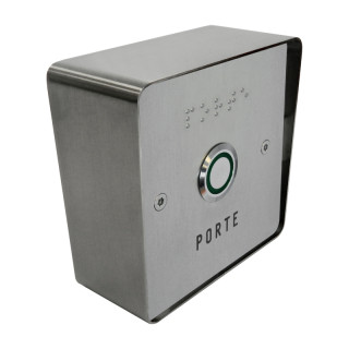 Bouton De Sortie Saillie Inox No (Temp.)/Nf Éclairé Pmr Avec Faç. Inox 85X85 Mm