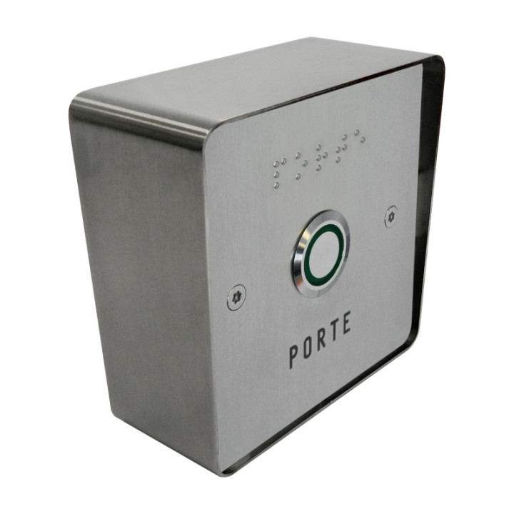 Bouton De Sortie Saillie Inox No (Temp.)/Nf Éclairé Pmr Avec Faç. Inox 85X85 Mm