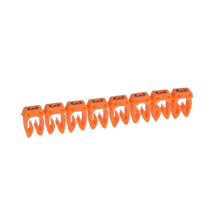 Repère Cab 3 Pour Filerie 0,5Mm² À 1,5Mm² Et Blocs De Jonction Chiffre 3 Orange
