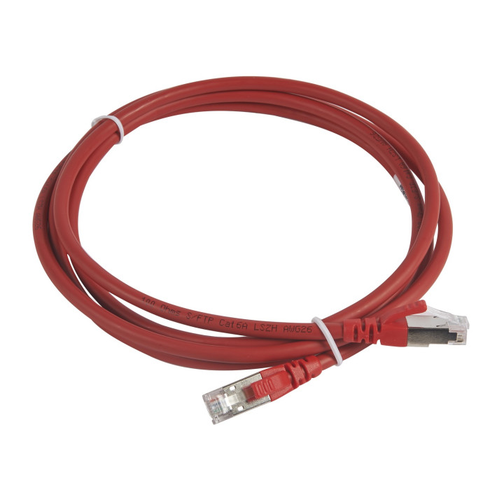 Cordon de brassage RJ45 - LSOH- cat.6A - 100 ohms - S/FTP blindé- L. 2 m -rouge