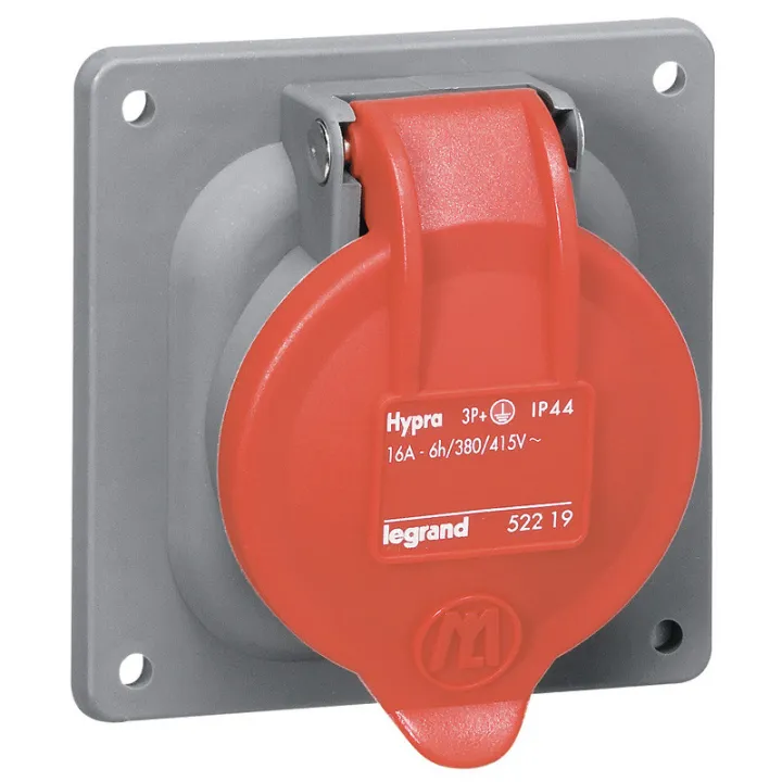 Prise À Entraxes Unifiés Hypra Ip44 16A - 380V~ À 415V~ - 3P+T - Plastique
