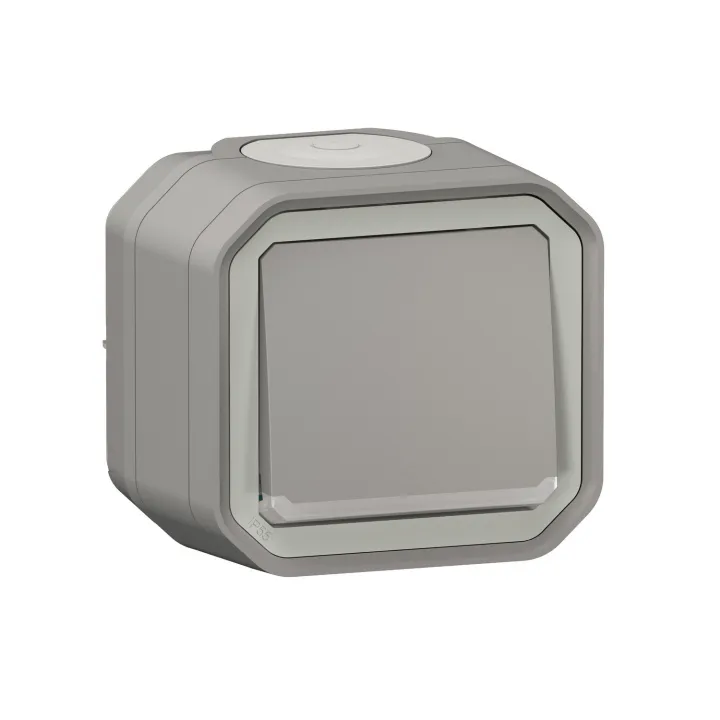 Poussoir No Lumineux Plexo Complet Saillie - Gris
