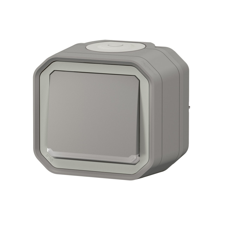 Poussoir No Lumineux Plexo Complet Saillie - Gris