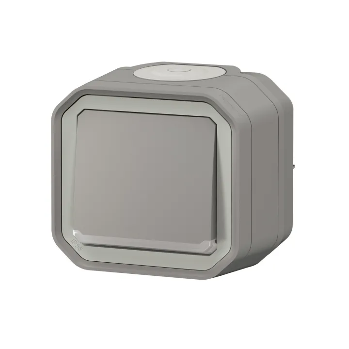 Poussoir No Lumineux Plexo Complet Saillie - Gris