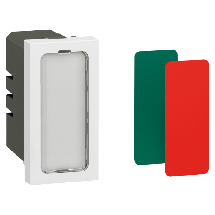 Voyant Antimicrobien Simple 230V 1W Mosaic 1 Module Avec 4 Étiquettes De Couleur