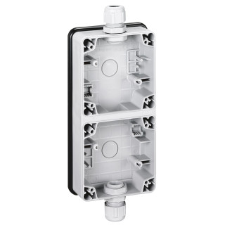 Boîtier Étanche 2 Postes Verticaux Plexo Ip66 Composable - Gris