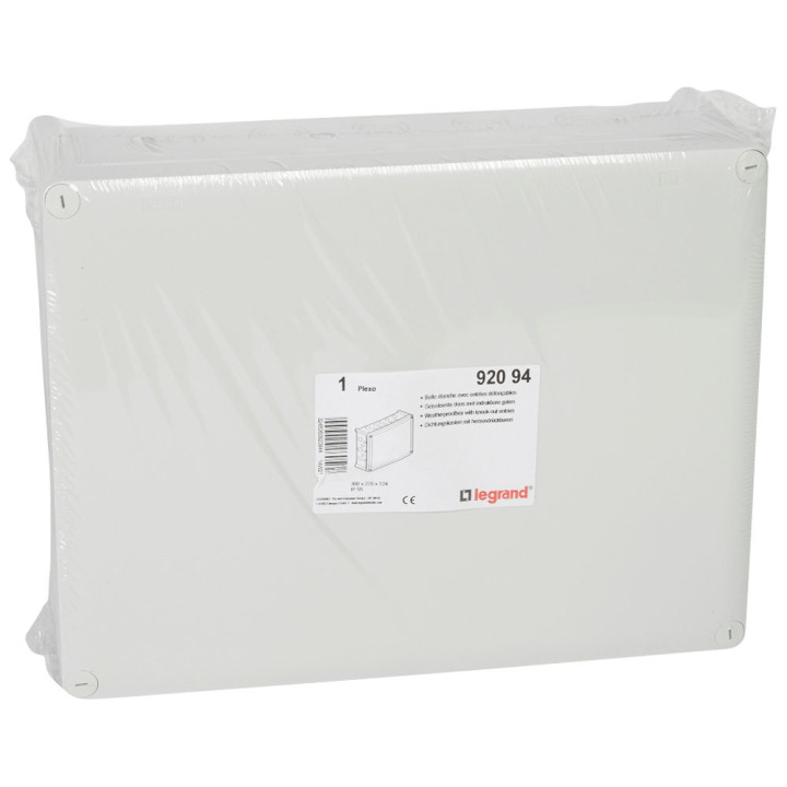 Boîte de dérivation rectangulaire pour presse-étoupe Plexo gris - 360x270x124mm Boîte de dérivation rectangulaire pour presse-étoupe Plexo gris - 360x270x124mm