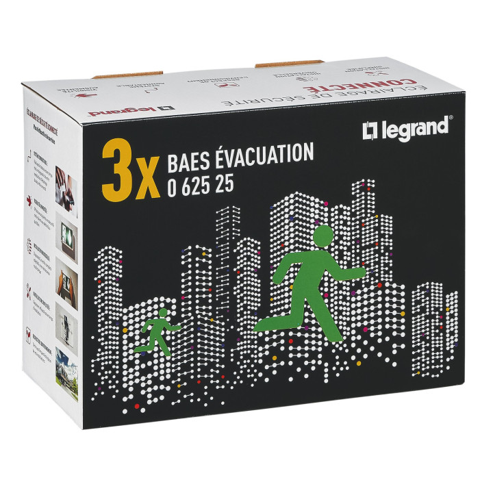 Pack 3 Baes D'Évacuation Saillie À Led 45Lm 1H Plastique Ip43 Ik07 Sati Connecté