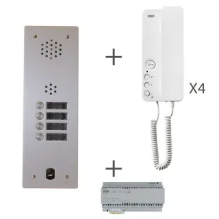 Kit Audio Préprogrammé, 2Voice, Platine Et Postes, 1 Rangée, 4 Boutons