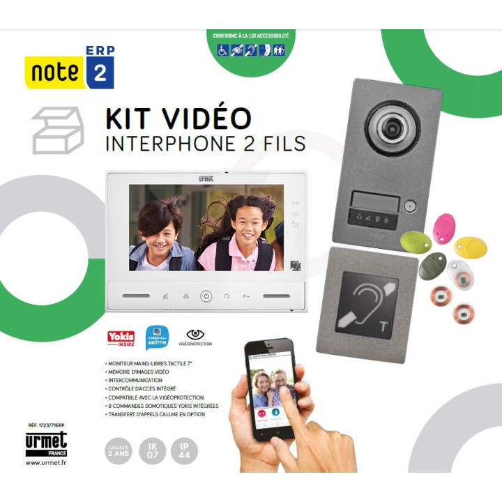 Kit Portier Video Note 2 Erp, Platine 1Bp Et Moniteur 7" + Boucle Magnétique