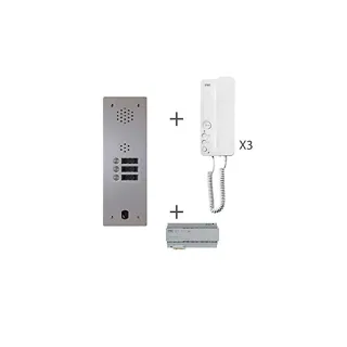 Kit Audio Préprogrammé, 2Voice, Platine Et Postes, 1 Rangée, 3 Boutons