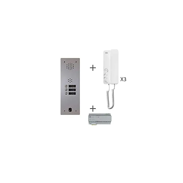 Kit Audio Préprogrammé, 2Voice, Platine Et Postes, 1 Rangée, 3 Boutons