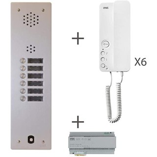 Kit Audio Préprogrammé, 2Voice, Platine Et Postes, 1 Rangée, 6 Boutons