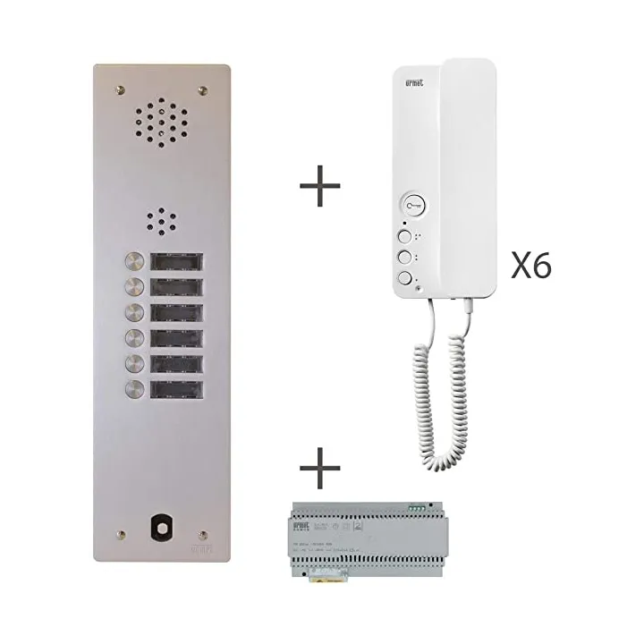 Kit Audio Préprogrammé, 2Voice, Platine Et Postes, 1 Rangée, 6 Boutons